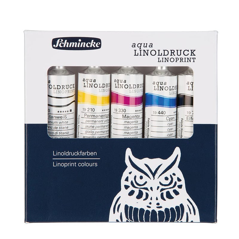 Schmincke شمنكه - مجموعة طباعة اللينوليوم aqua-LINOLDRUCK مع 5 أنابيب سعة 20 مل، 82 005 097، أفضل أحبار طباعة اللينوليوم، خطوط حادة، طباعة متساوية، ألوان زاهية، أفضل مقاومة للضوء...  - Image 2